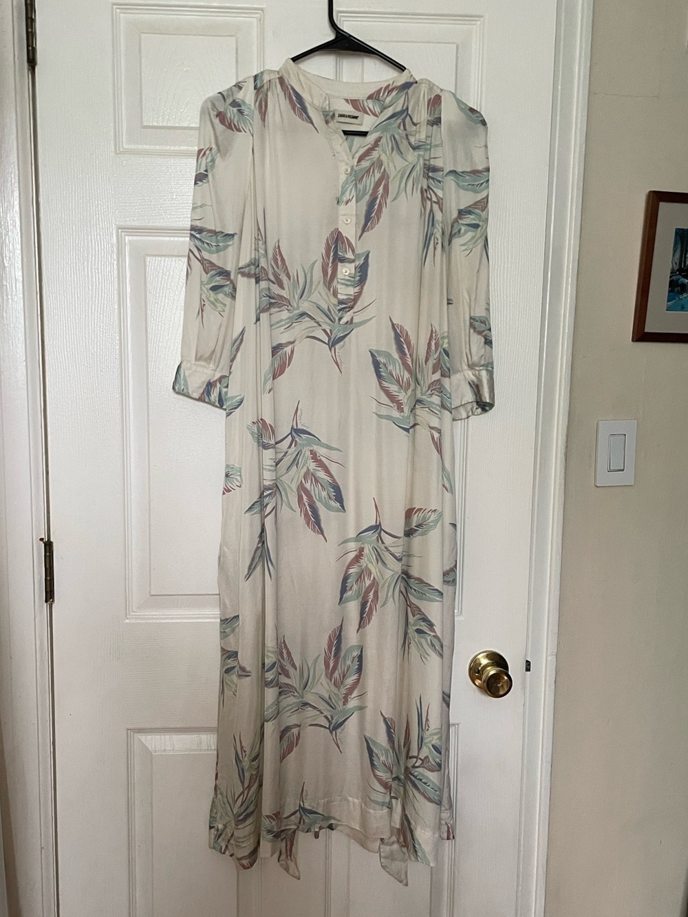 Zadig & Voltaire Cream Floral Print 3/4 Sleeve Midi Dress  sz M